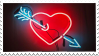 neon pink heart with blue arrow stamp